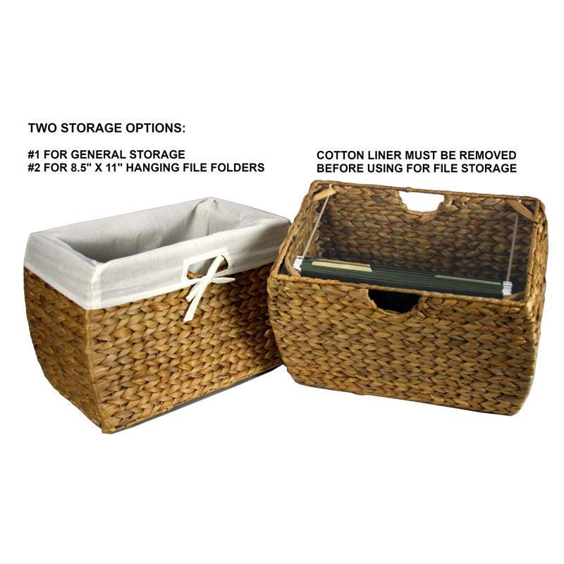 Pangaea Seagrass Basket Storage Wicker for Hanging File Folder with